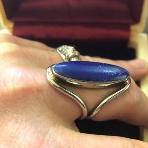 Silver Lapis Vintage Ring Size 8